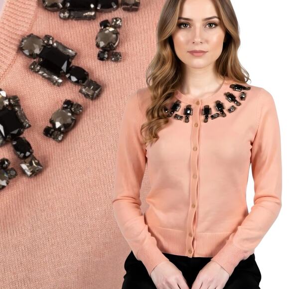 Embellished Peach Cardigan - Picture 1 of 5